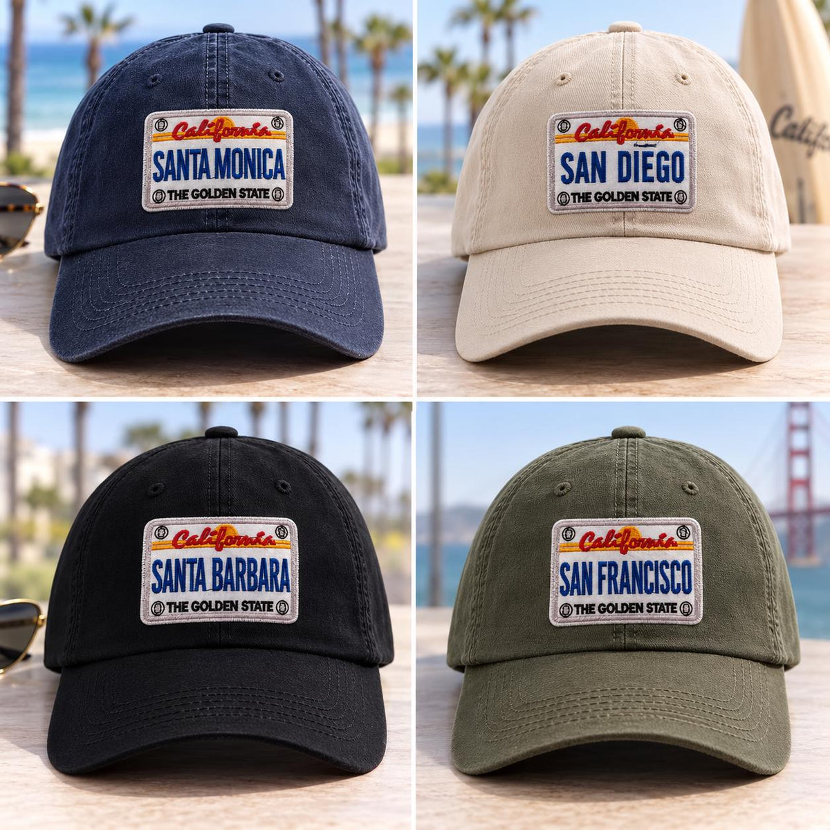 Embroidered California License Plate Patch – Santa Monica, San Diego, San Francisco, Barbara (Iron-On)