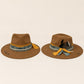 Handmade Suede Fedora Hat – Western Boho Style with Feather, Denim, Chain