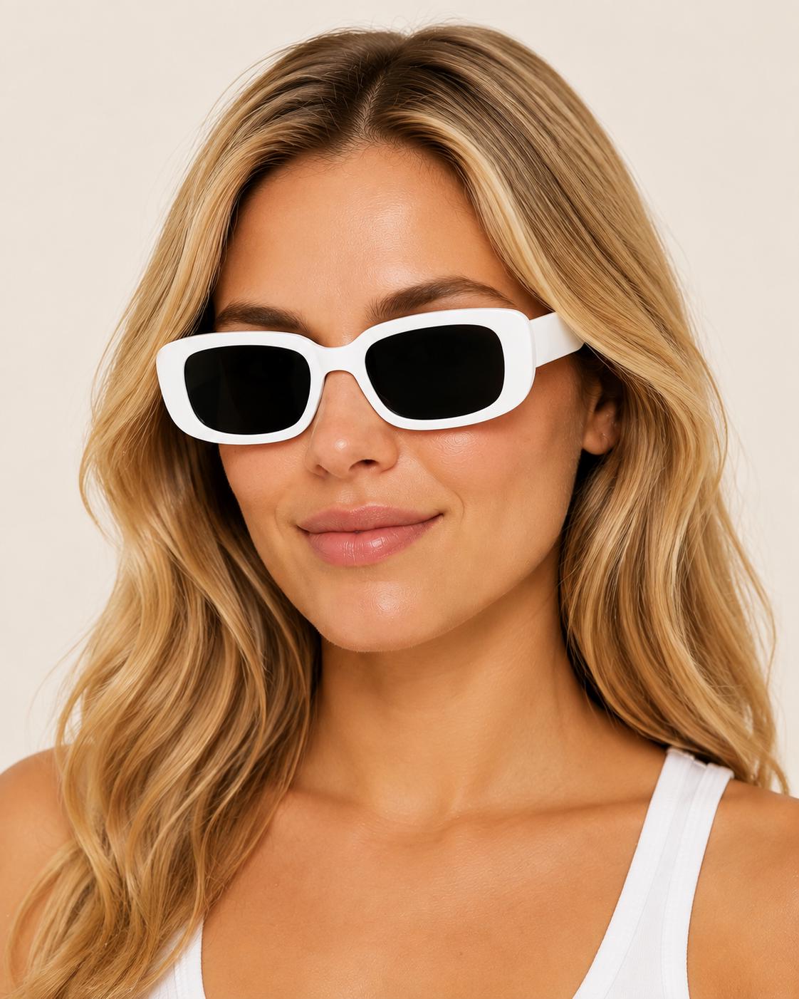 Retro Rectangle Sunglasses | Vintage Thick Frame UV400 Shades | Unisex Fashion Eyewear
