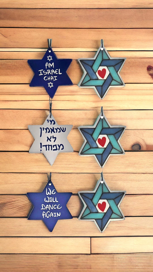 Set of 3 car air fresheners, in the shape of a Star of David