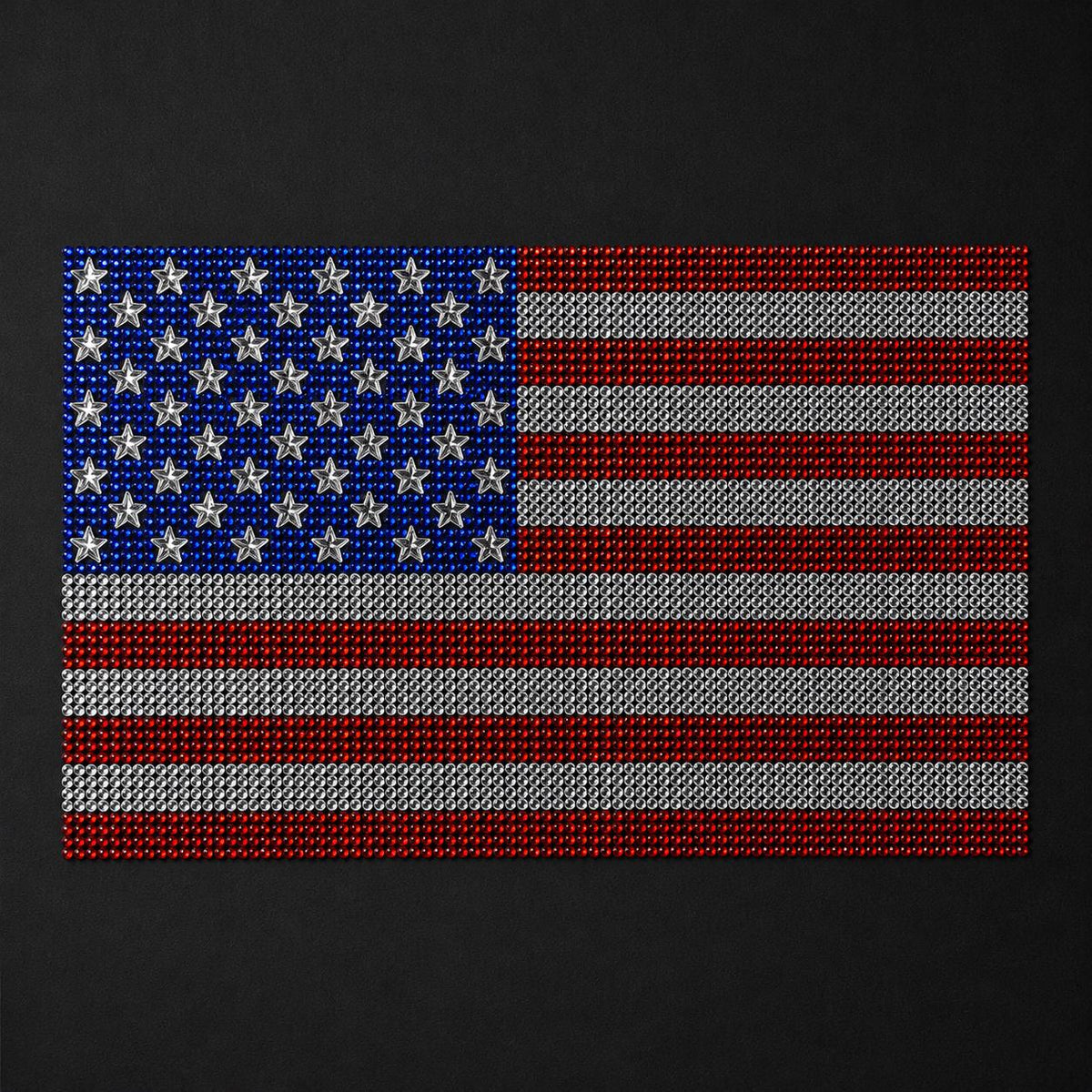 American Flag Rhinestone Heat Transfer | USA Crystal Iron-On Decal (8.5" x 5.5")