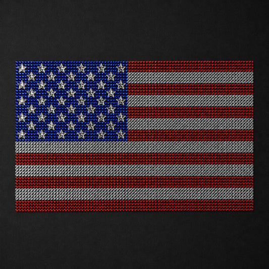 American Flag Rhinestone Heat Transfer | USA Crystal Iron-On Decal (8.5" x 5.5")