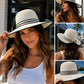 Women's Wide Brim Straw Sun Hat with Back Bow – Foldable UV Protection Beach Hat