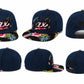 California Floral Snapback Hat | Embroidered Cali Script, Bear Logo, Tropical Brim