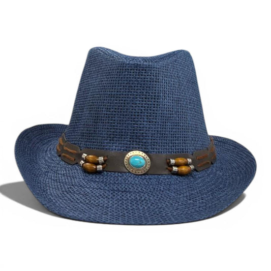 Blue Woven Cowboy Hat | Turquoise Concho Western Band, Women's Cowgirl Style