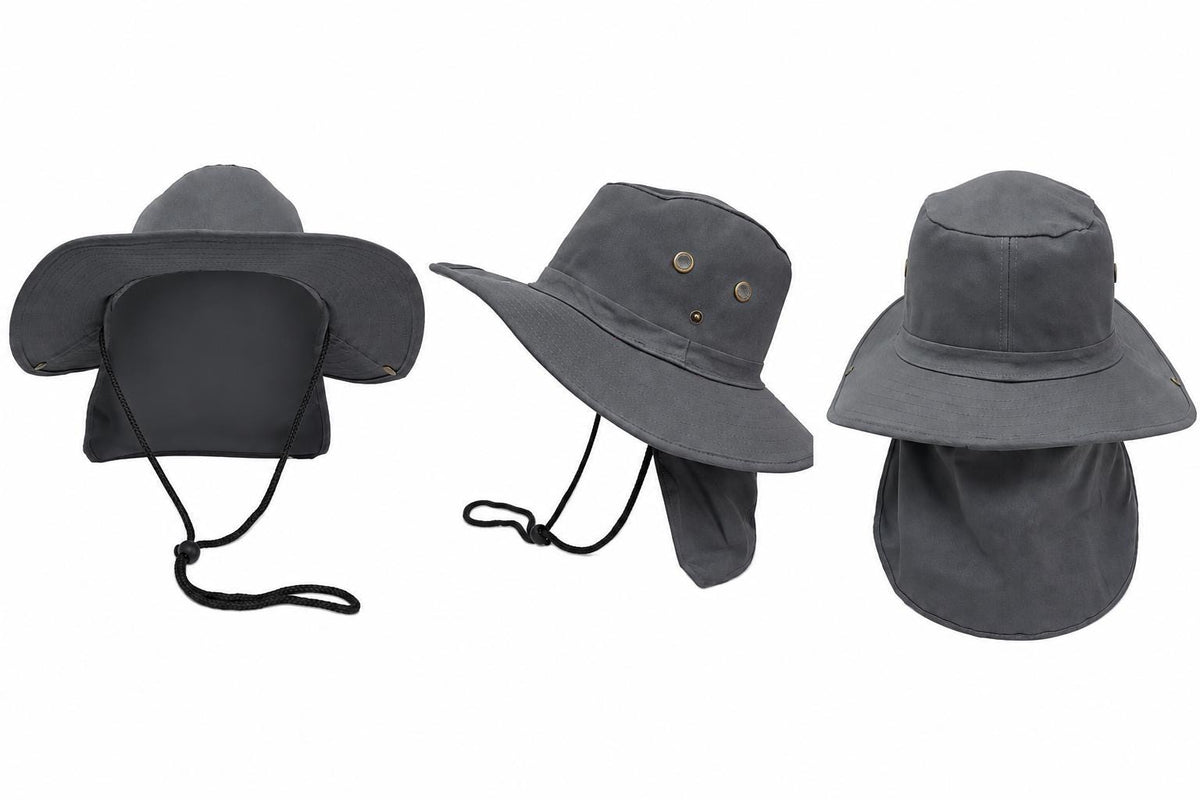 Wide Brim Boonie Hat with Neck Flap | UPF 50+ Sun Protection, Adjustable Chin Strap
