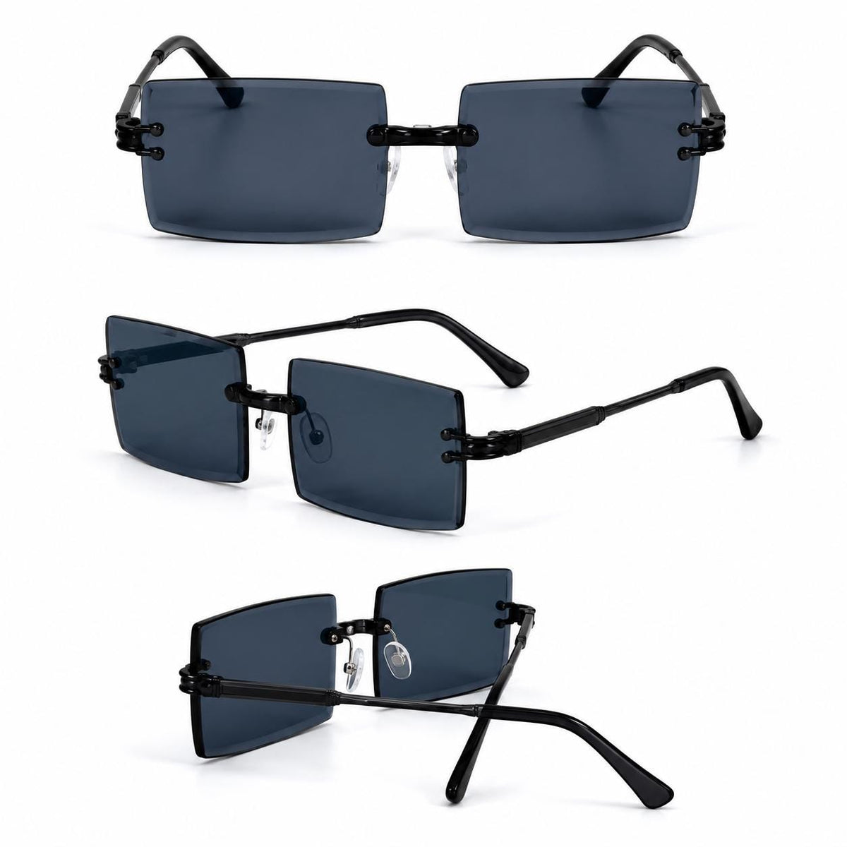 Retro Rimless Rectangle Sunglasses | Y2K Frameless Fashion Shades (UV400)