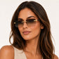 Luxury Rimless Rectangle Sunglasses | Gold Metal Frame | UV400 Fashion Shades for Men & Women