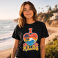 I Love Malibu Heart Sunset Tee, Retro California Beach Shirt, Unisex Surf Top