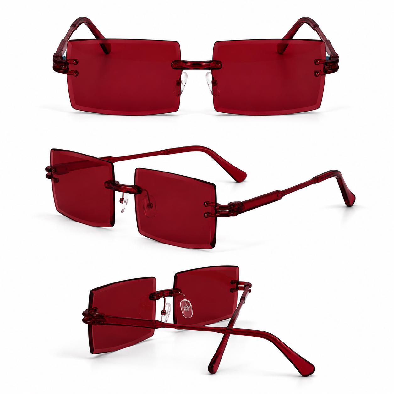 Retro Rimless Rectangle Sunglasses | Y2K Frameless Fashion Shades (UV400)