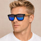 Unisex Square Bamboo Sunglasses – Wooden Arm Fashion Shades for Men and Women