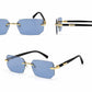 Luxury Rimless Rectangle Sunglasses | Gold Metal Frame | UV400 Fashion Shades for Men & Women