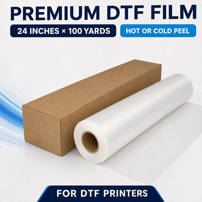 Premium DTF Transfer Film Roll – 24” × 110 Yards | Hot or Cold Peel