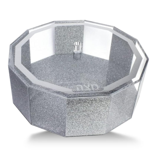 Acrylic Matzah Box With Lid Hexagon Holder Lucite silver
