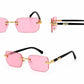 Luxury Rimless Rectangle Sunglasses | Gold Metal Frame | UV400 Fashion Shades for Men & Women