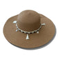 Boho Wide Brim Sun Hat with Shell Tassels | Beach Straw Vacation Accessory