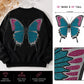 Large Rhinestone Butterfly Heat Transfer Decal | Blue & Pink Iron-On Crystal Applique