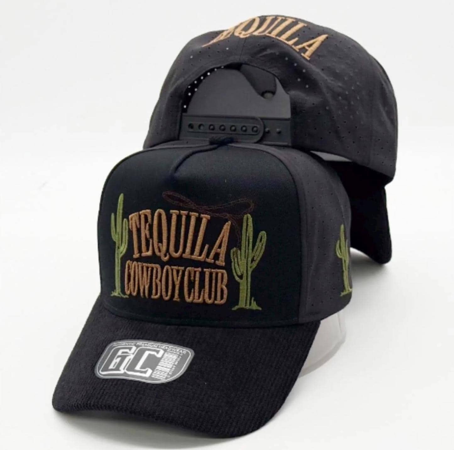 Tequila Cowboy Club Embroidered Snapback Hat | Western Trucker Cap | Breathable Perforated Baseball Cap