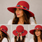 Women's Wide Brim Straw Sun Hat | Multicolor Chain, Floral Scarf Tie, UV Beach Protection