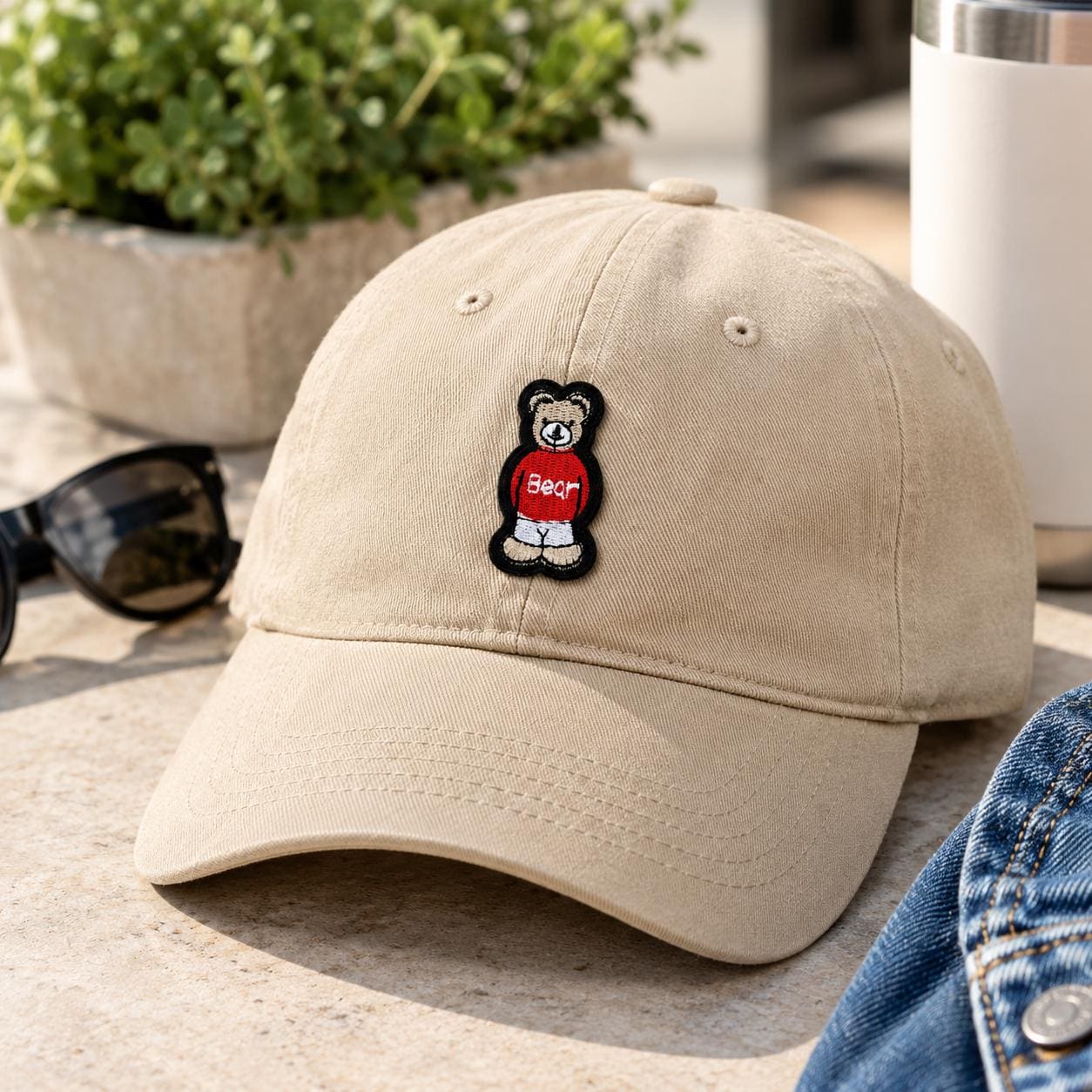 Bear Embroidered Patch – Teddy Bear Iron On Patch, Navy Blue or Red Sweater, Hat Jacket Backpack Bag Clothing Applique