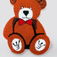 Large Chenille Teddy Bear Patch – Red Bow Tie Appliqué for Crafts (11" x 8.5")