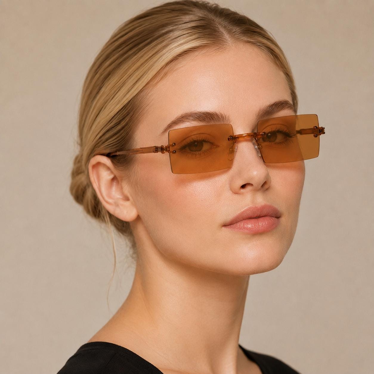 Retro Rimless Rectangle Sunglasses | Y2K Frameless Fashion Shades (UV400)