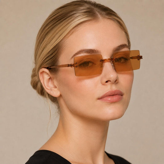 Retro Rimless Rectangle Sunglasses | Y2K Frameless Fashion Shades (UV400)