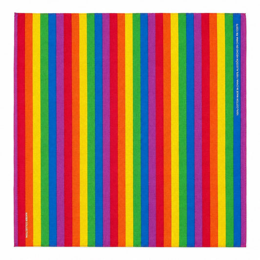 22x22 Rainbow Stripe Cotton Bandana – Colorful Multicolor Headscarf & Neck Scarf