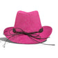 Hot Pink Straw Cowboy Hat | Turquoise Concho Western Band, Wooden Beads