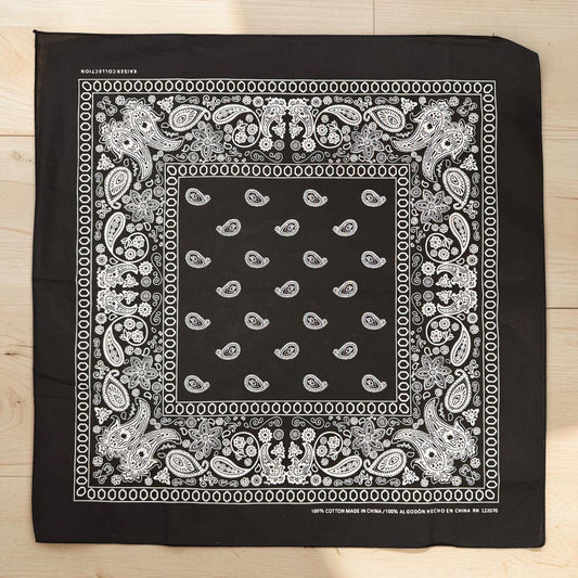 22x22 Cotton Paisley Bandana | Large Western Head Scarf, Neck Scarf