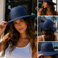 Women's Wide Brim Straw Sun Hat with Back Bow – Foldable UV Protection Beach Hat