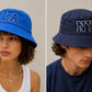 Navy Blue Embroidered NY Bucket Hat | Cotton Travel Sun Fisherman Cap