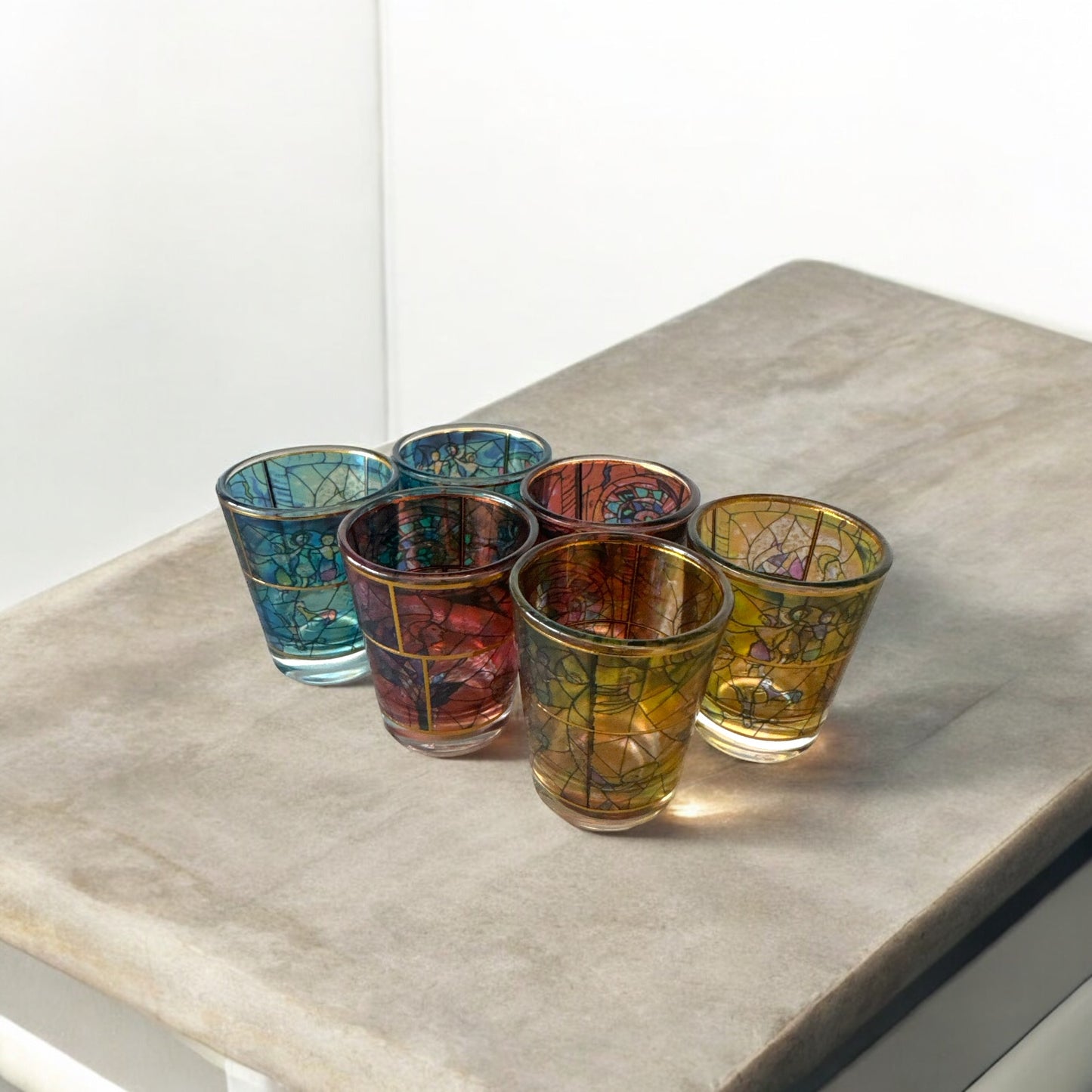 "Marc Chagall Inspired 2.5” Tall Artistic Shot Glass Set - Set of 6"