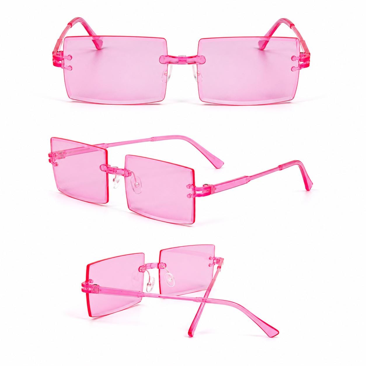 Retro Rimless Rectangle Sunglasses | Y2K Frameless Fashion Shades (UV400)