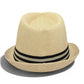 Natural Straw Fedora Hat | Unisex Summer Trilby with Black Stripe Band