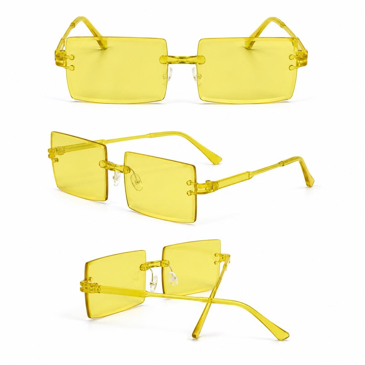 Retro Rimless Rectangle Sunglasses | Y2K Frameless Fashion Shades (UV400)