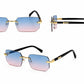 Luxury Rimless Rectangle Sunglasses | Gold Metal Frame | UV400 Fashion Shades for Men & Women