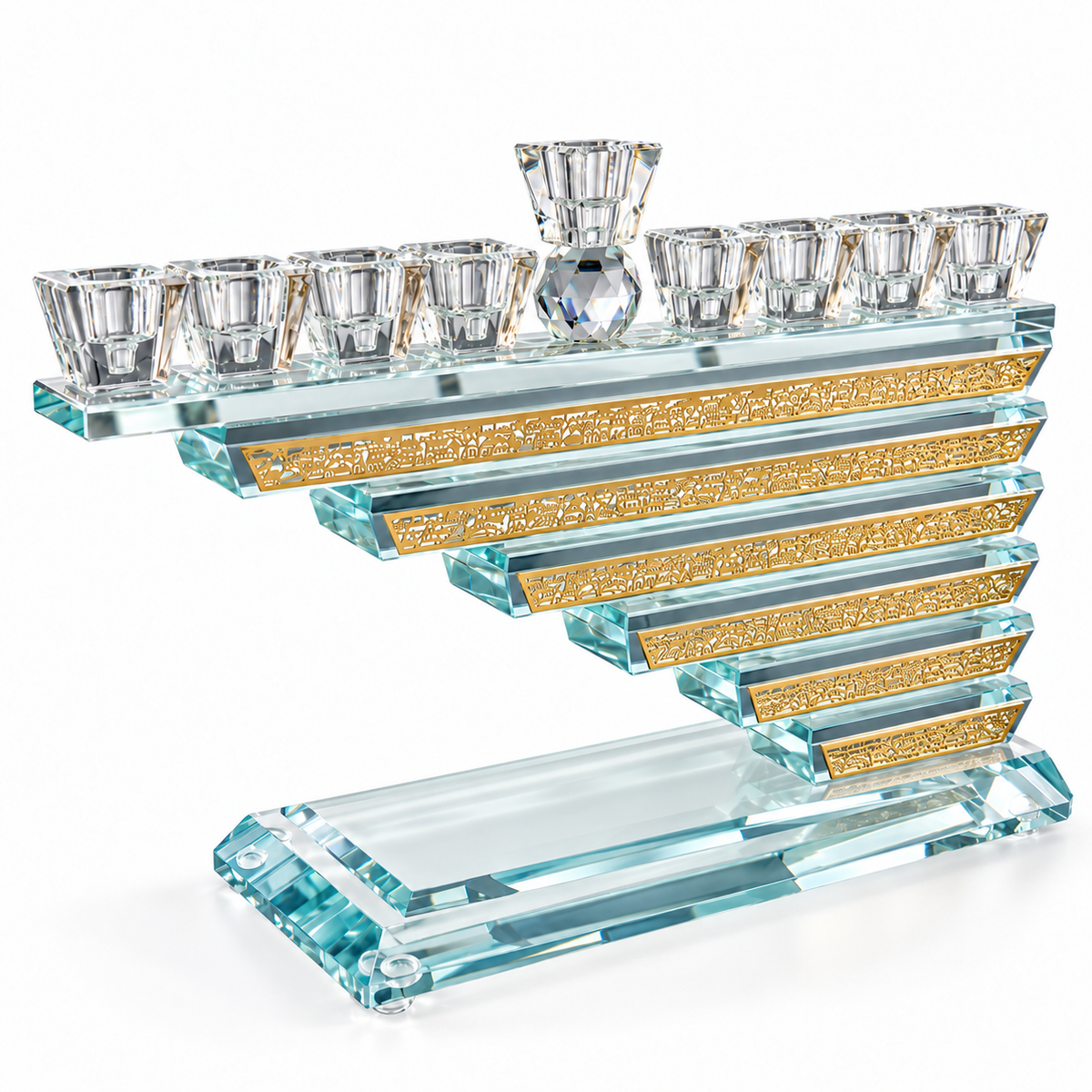 Crystal Menorah 22*30 cm Jerusalem plaque