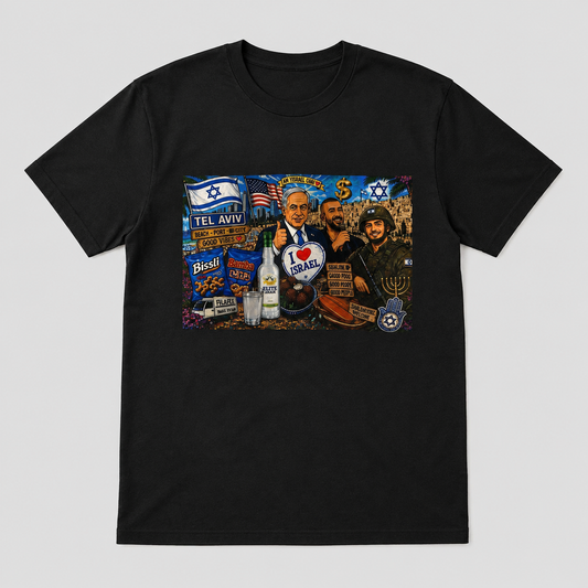 Israel & Tel Aviv Collage Graphic T-Shirt Black