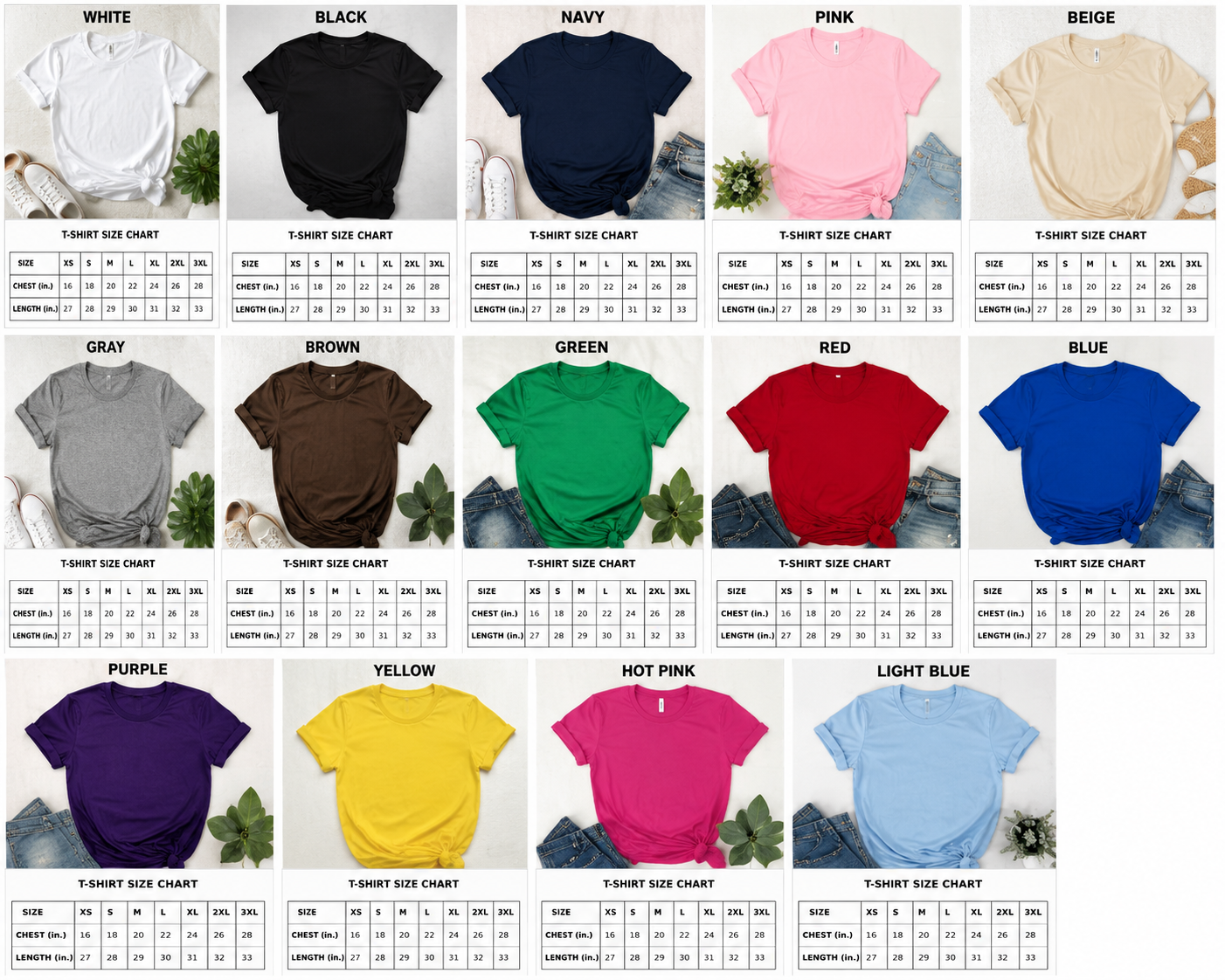 12 PACK OF ADULT EVERYDAY TEE 100% COTTON 12
