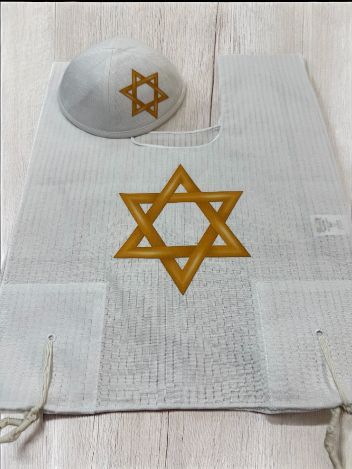 Kids cotton Tzizit with matching kippah