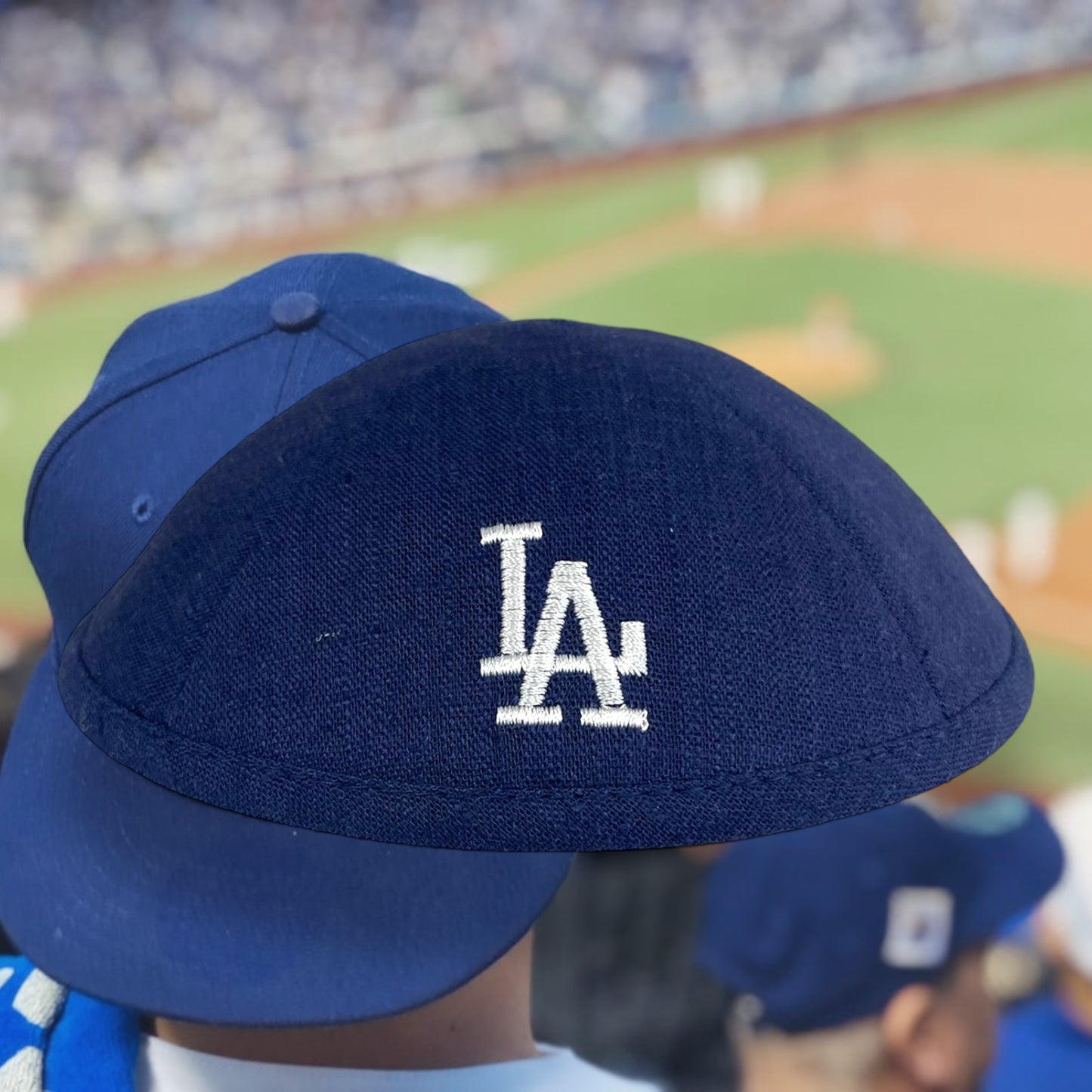 LA Dodgers linen kippah