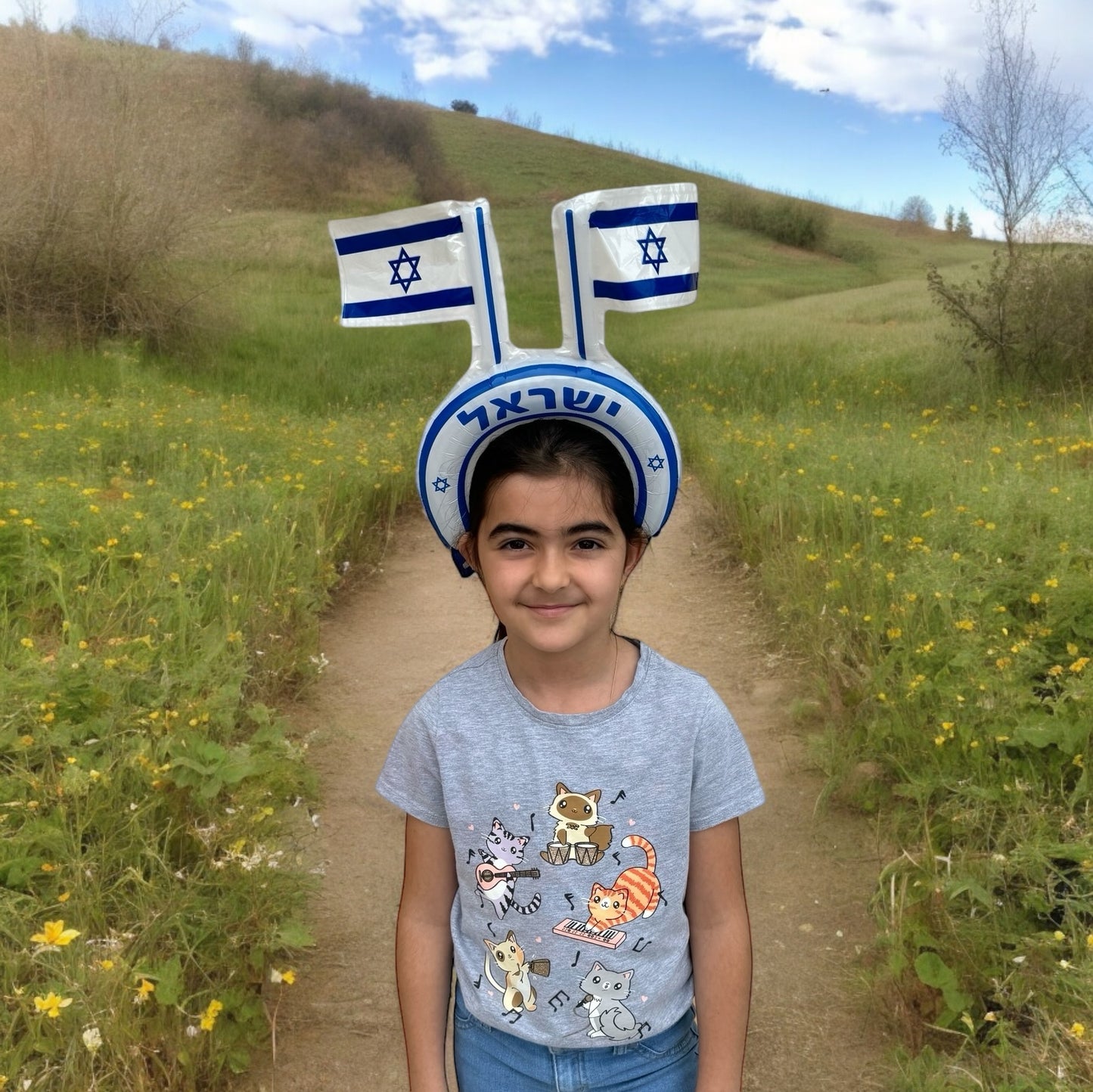 3 pack Head Band Hebrew with English Israel Foil Balloon