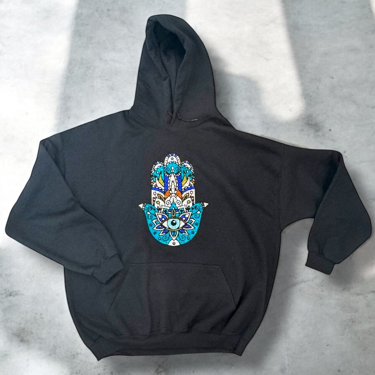 Hamsa rhinestones hoodie