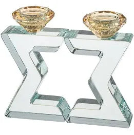 Crystal Star of David Shabbat Candlestick Holder