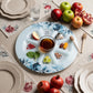 Elegant Glass Rosh Hashana Plate 35 cm Blue