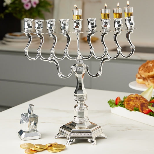 Elegant Silver Plated "diamond" Menorah 36