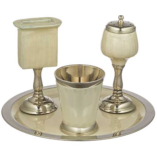 Aluminium Havdalah Set 23*14cm - Pearl