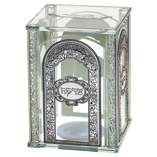 Crystal Tzedaka box Perspex with plaque