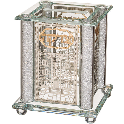 Crystal Tzedaka box Perspex with plaque